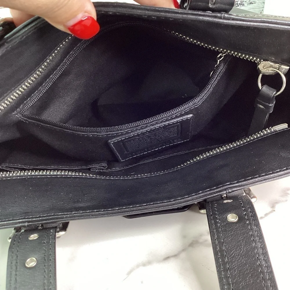 COACH VINTAGE HAMPTON BLACK SHOULDER BAG TOTE SMOOTH‎ LEATHER PURSE WORK